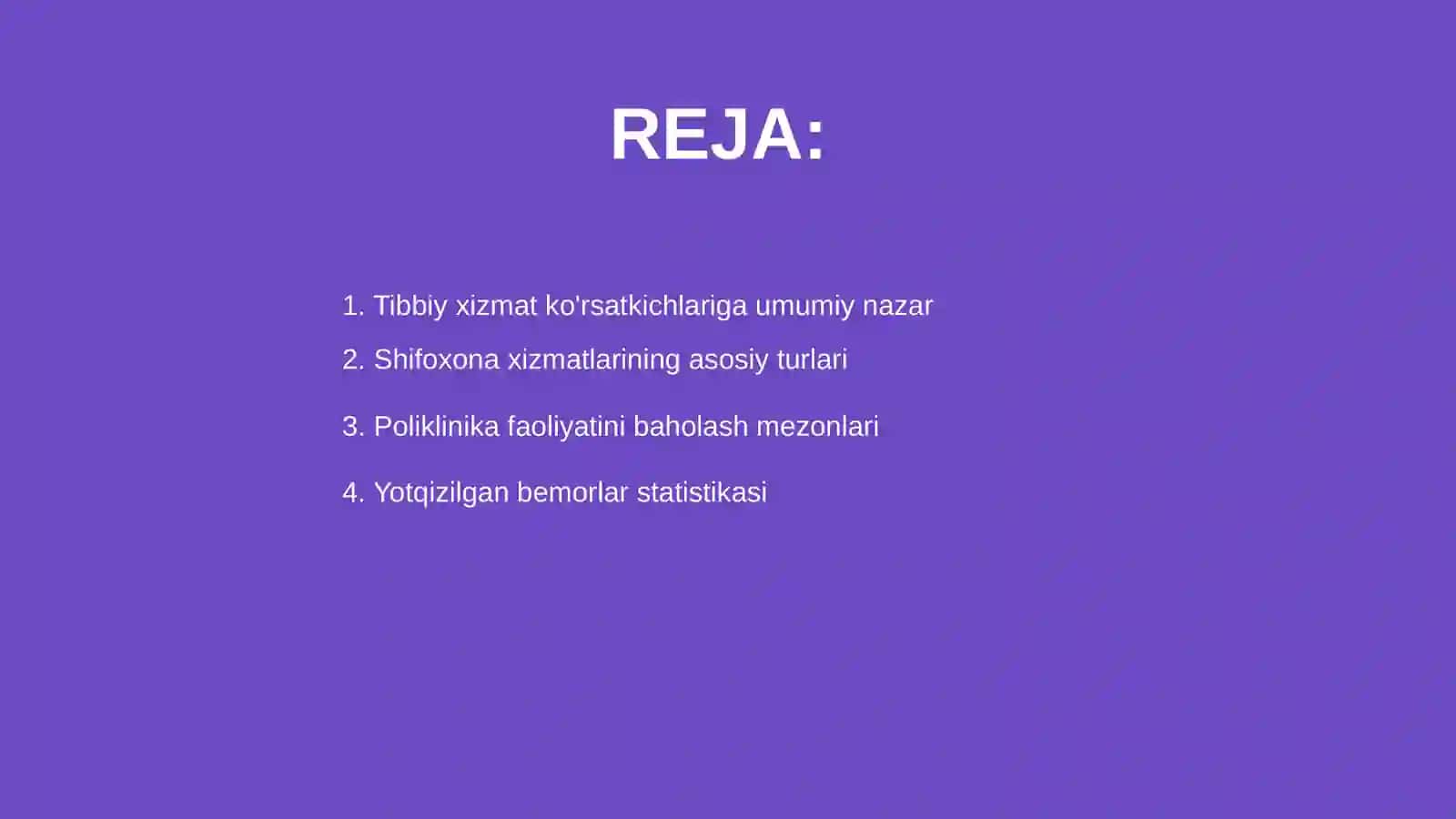 Shifoxona va poliklinika xizmatining asosiy ko'rsatkichlari 2