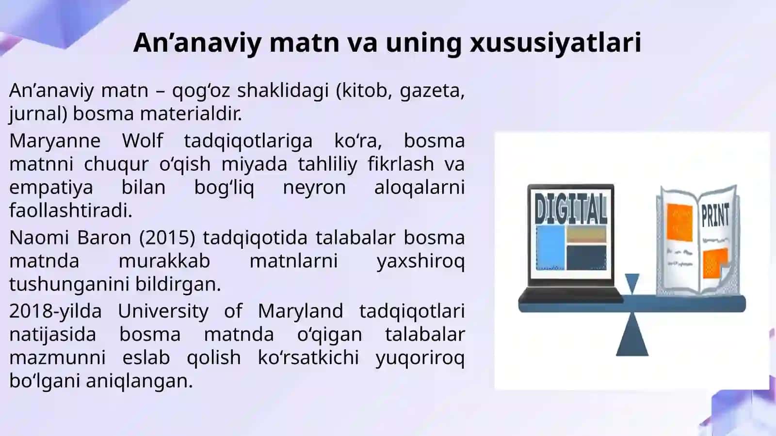 4-MARUZA: MEDIA VA AN’ANAVIY MATNLARNI O’QISH 2