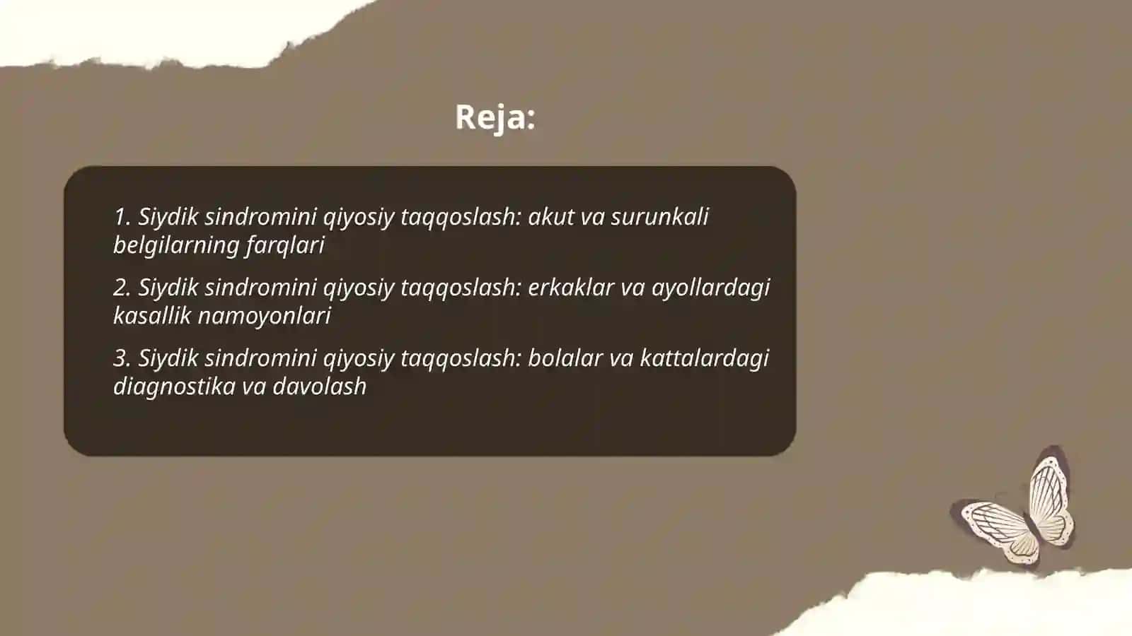 Siydik sindromini qiyosiy taqqoslash 2