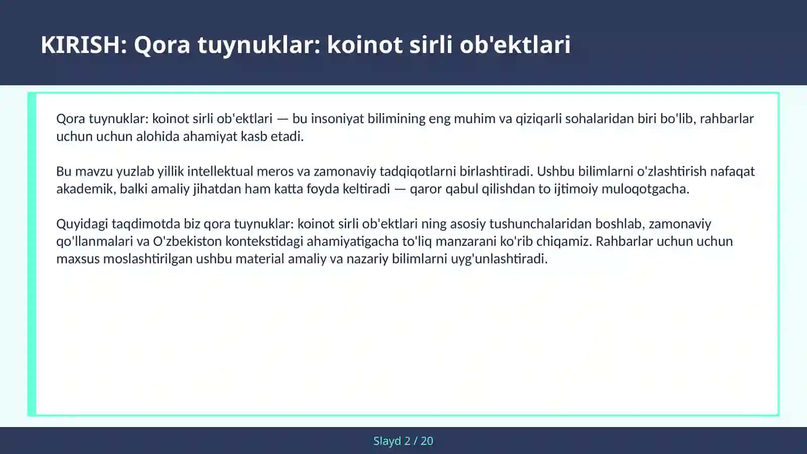 Qora tuynuklar: koinot sirli ob'ektlari 2