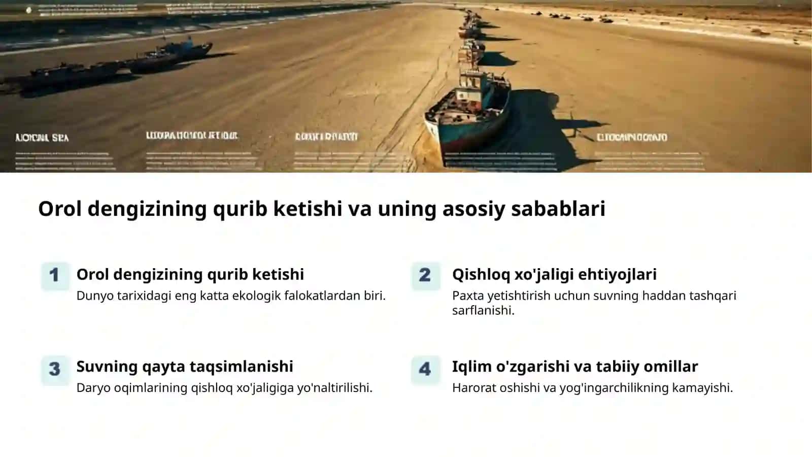 O‘zbekiston ekologiyasi va Orol fojiasi 2