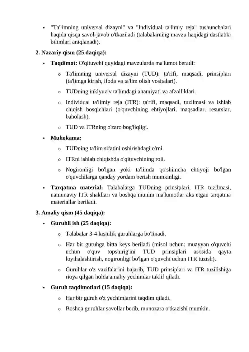 Ta'limning universal dizayni (TUD) va individual ta'limiy reja (ITR) 2