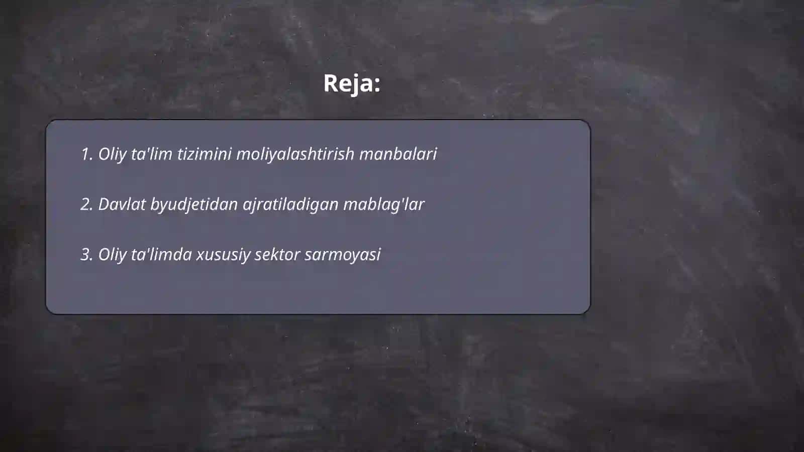 Oliy ta'lim tizimini moliyalashtirish 2