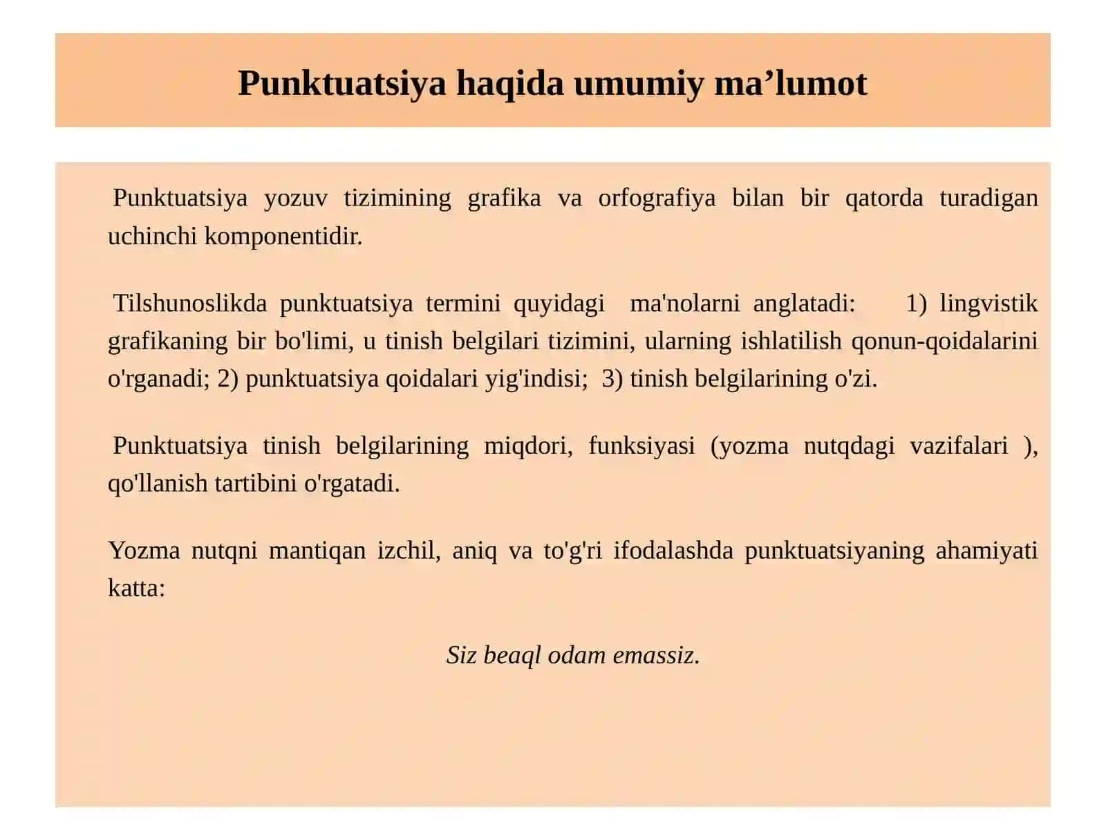 PUNKTUATSIYA (TINISH BELGILARI) 2