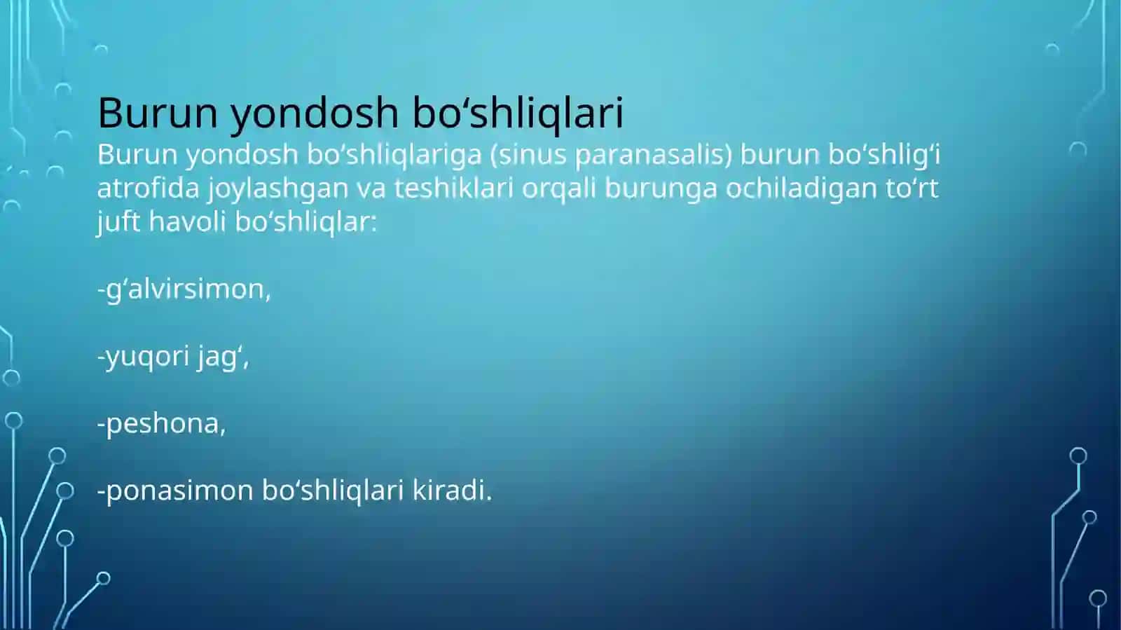 Burunyondoshbo’shliqlarituzilishi 2