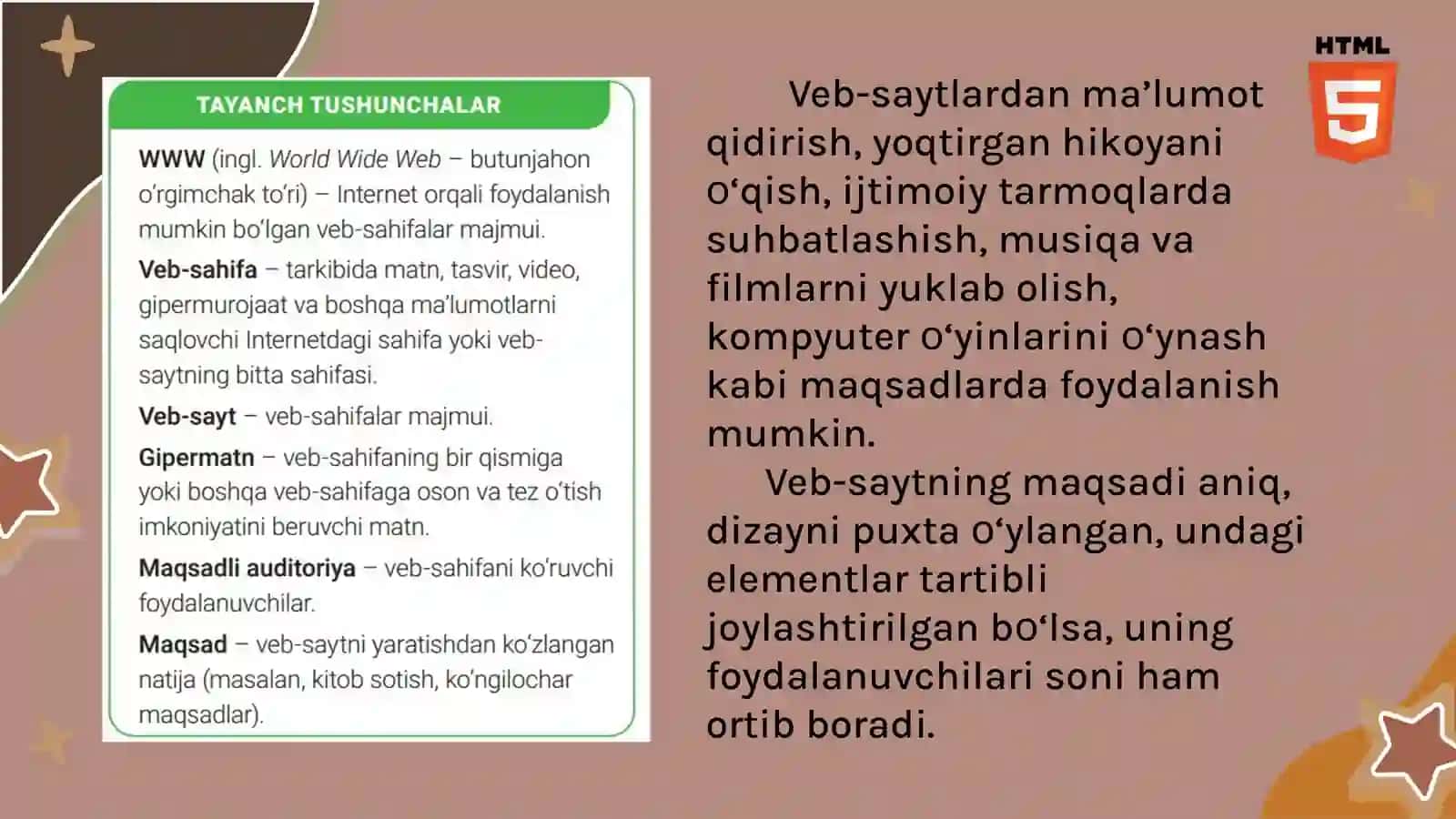 HTML TILI tushunchasi va web sahifani sozlash 2