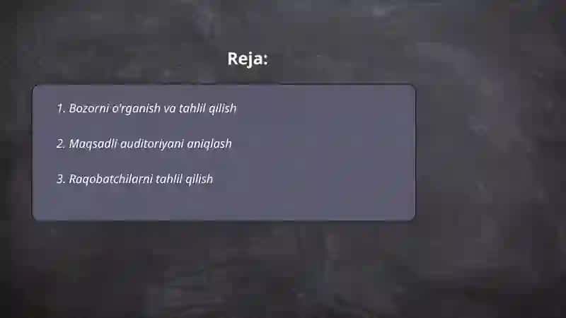 Bozorni o'rganish va tahlil qilish 2