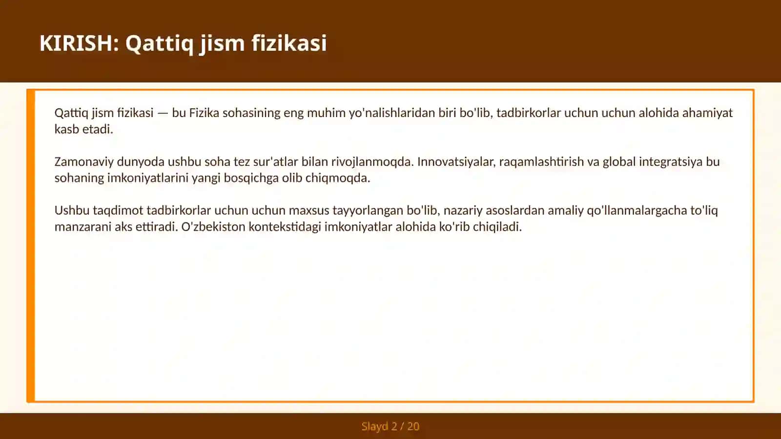 QATTIQ JISM FIZIKASI 2