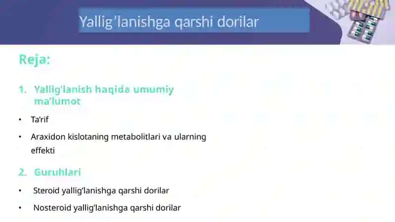 Yallig’lanishga qarshi dori vositalar 2