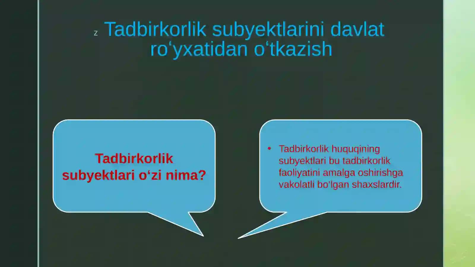 Tadbirkorlik subyektlarini davlat roʻyxatidan oʻtkazish 2
