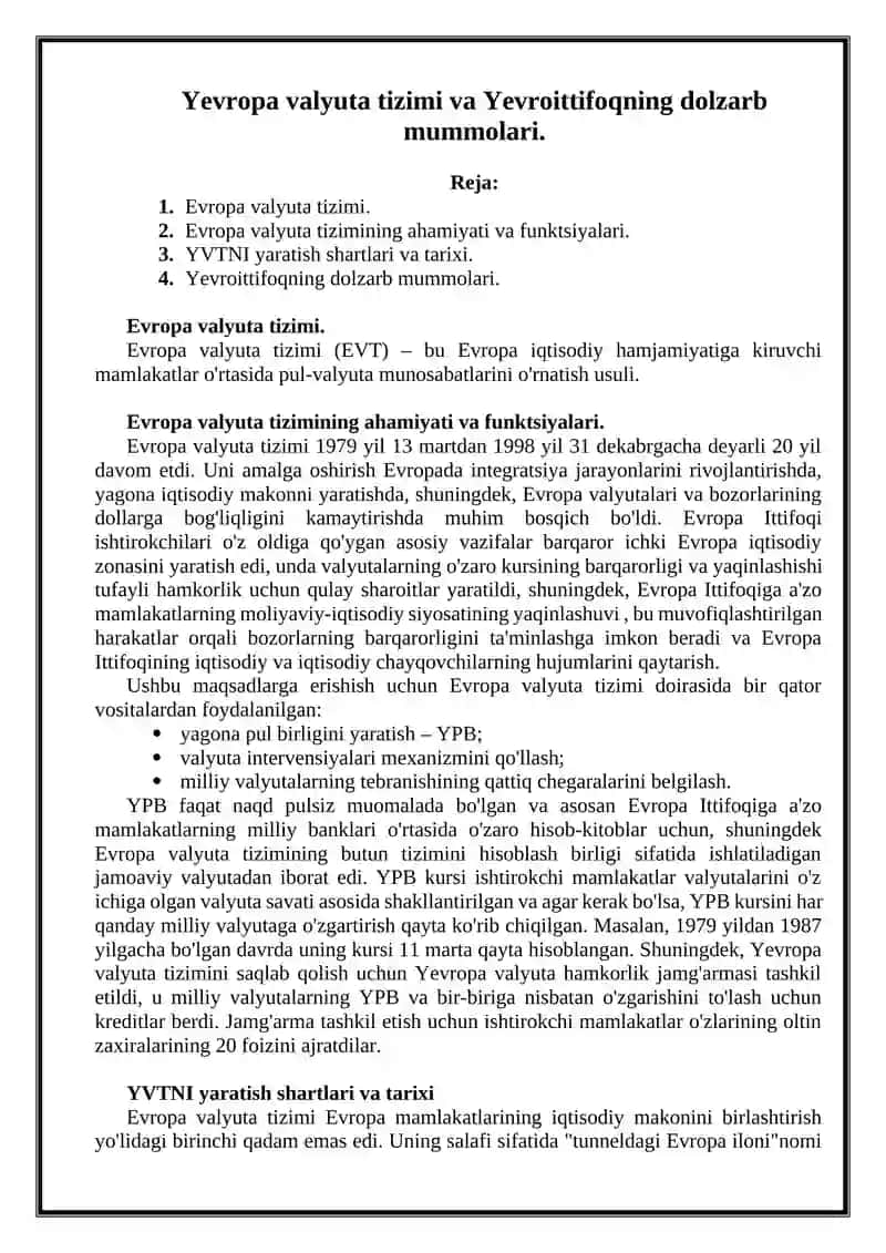 Evropa valyuta tizimi 2