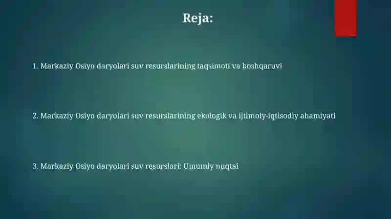Markaziy Osiyo daryolari suv resurslari 2
