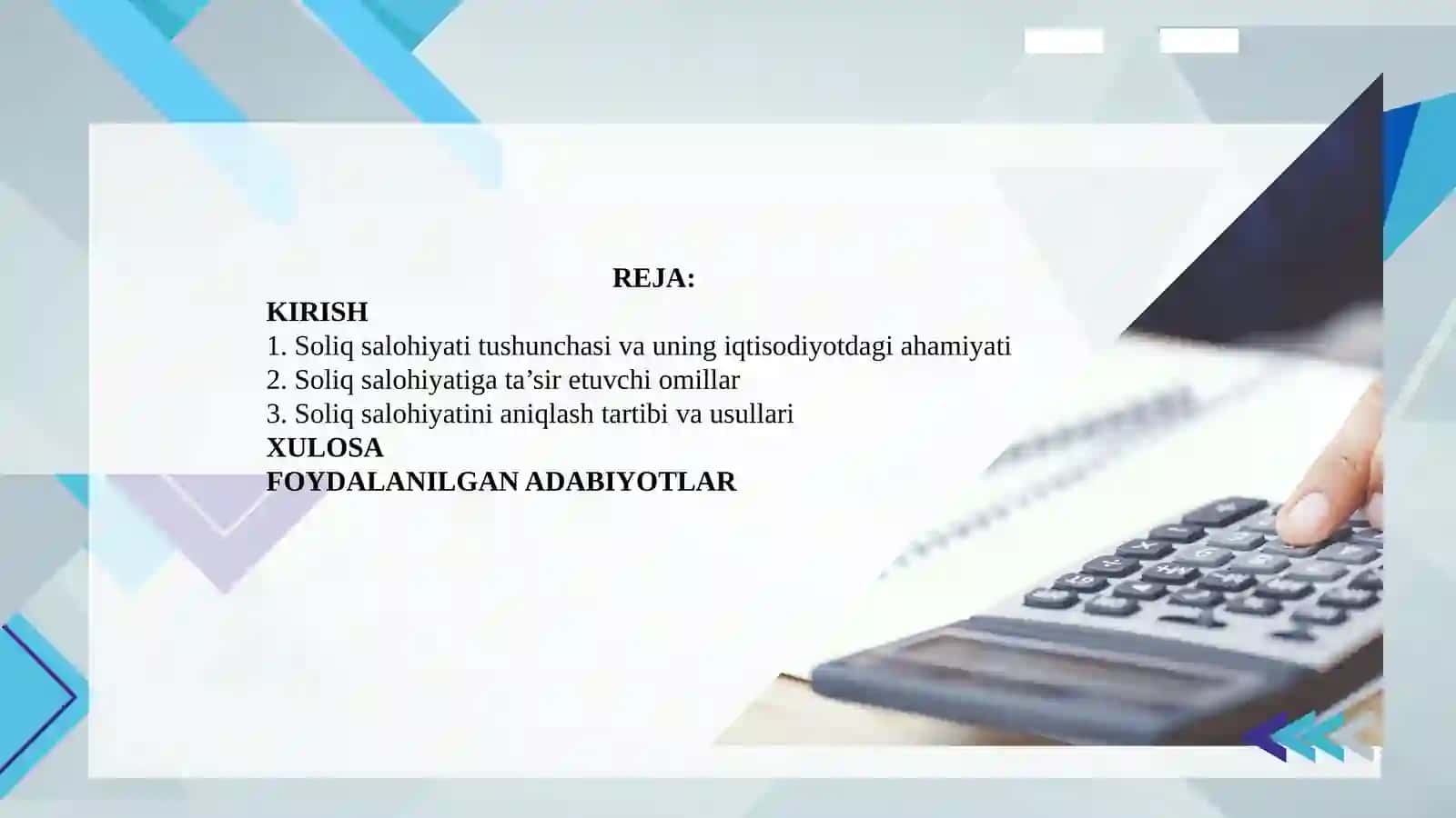 Soliq tushumlari pragnozi fanidan 2