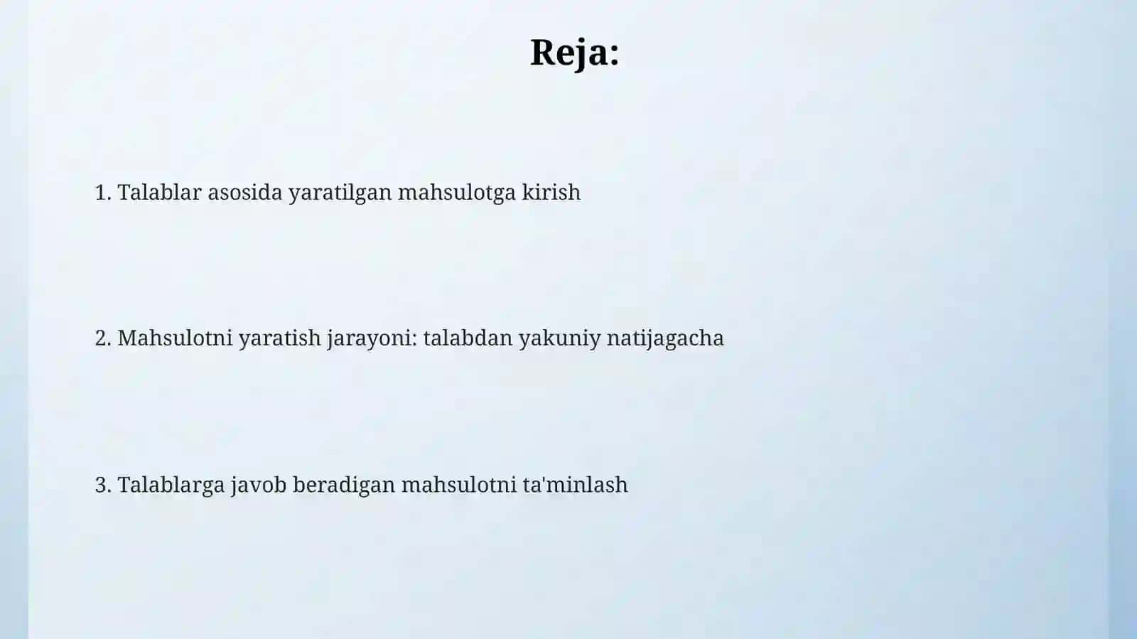 Mahsulotni yaratish jarayoni 2