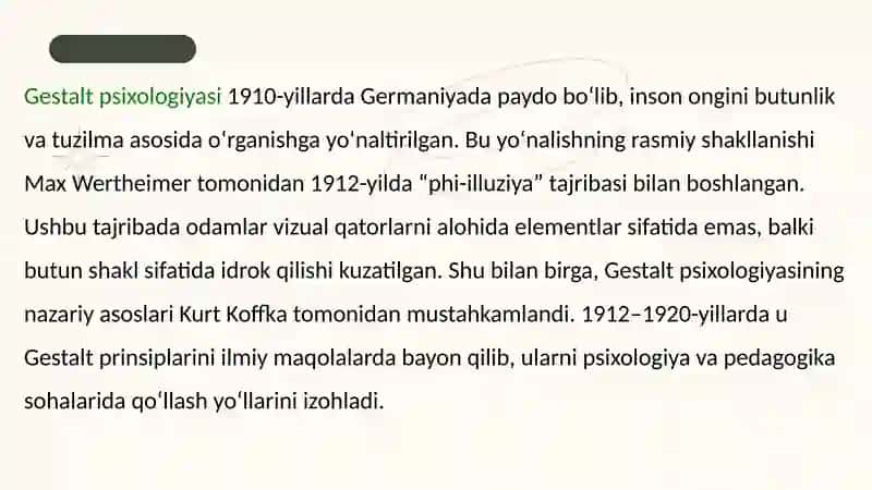 Gestalt psixologiyasining nazariy asoslari va tarixiy rivoji 2