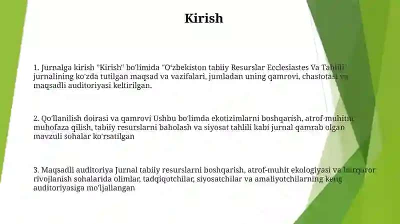 Oʻzbekiston Tabiiy Resurslar Ekalogiyasi Va Tahlili 2