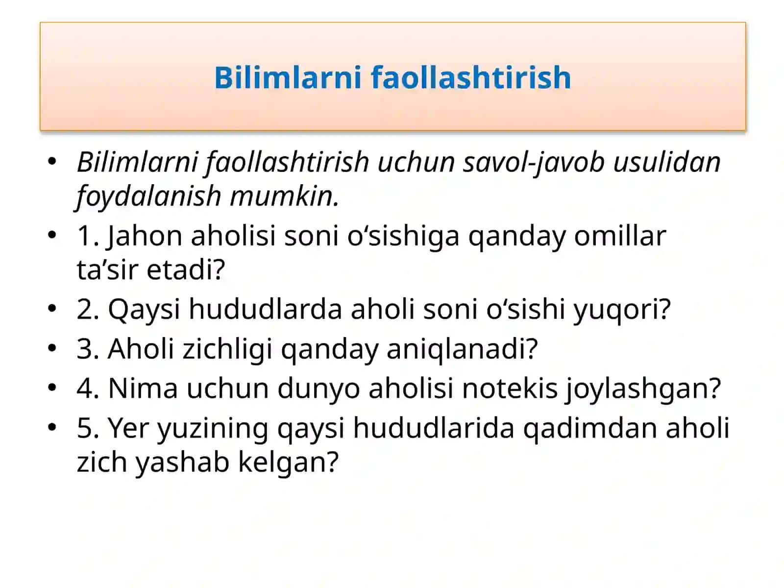 Jahonaholisining soni, o‘sishi va joylashishi 2