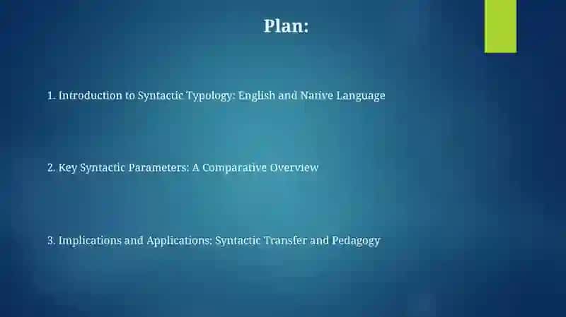 Typology of Syntactic level of English and Native Language 2