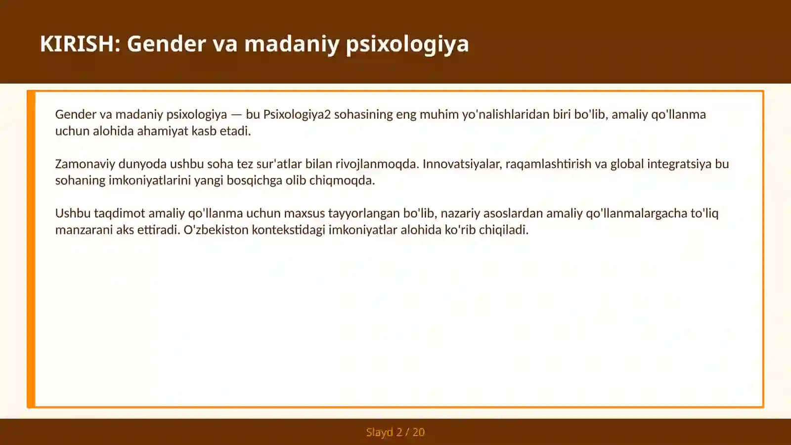 GENDER VA MADANIY PSIXOLOGIYA 2