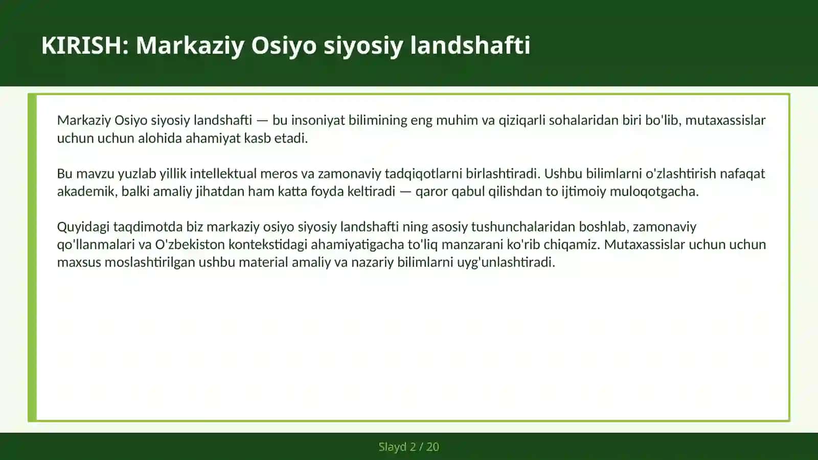 MARKAZIY OSIYO SIYOSIY LANDSHAFTI 2