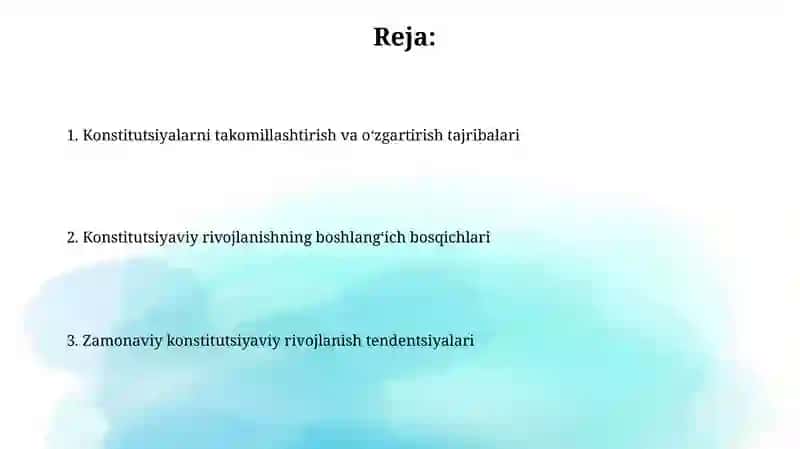 Konstitutsiyada jahon konstitutsiyaviy rivojlanish tajribalalari 2