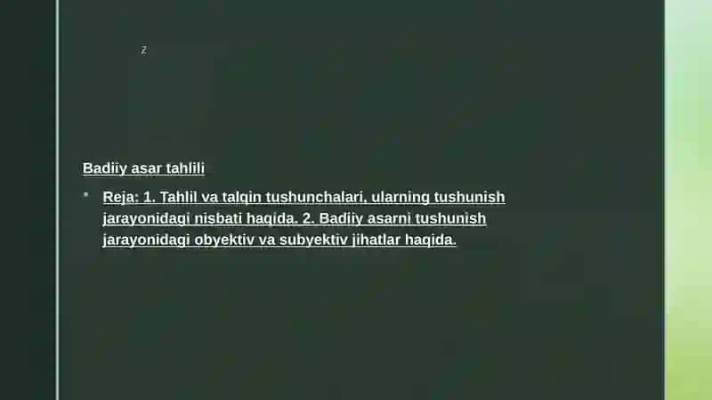 Badiiy asar tahlili 2