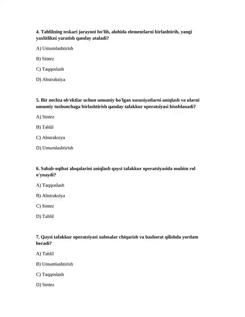 Tafakkur operatsiyalari 2