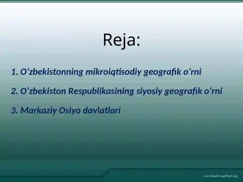 O‘zbekistonning geosiyosiy o‘rni va munosabatlari 2