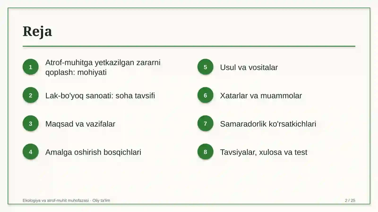 Lak-bo'yoq sanoatida atrof-muhitga yetkazilgan zararni qoplash 2