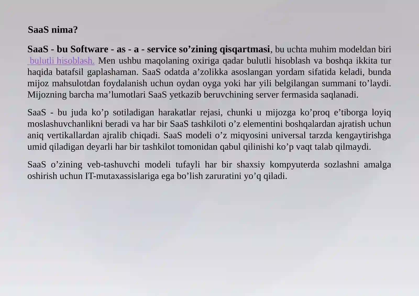 Software as a Service (SaaS) - hizmat sifati da sturiy ta’minotdan foydalanish 2