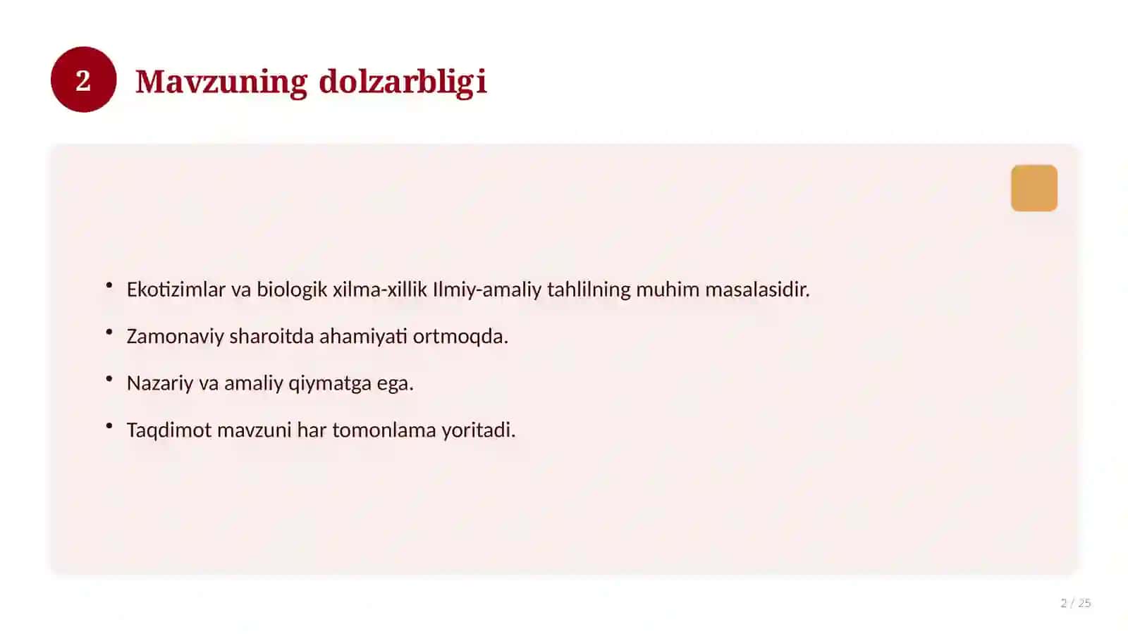 Ekotizimlar va biologik xilma-xillik 2
