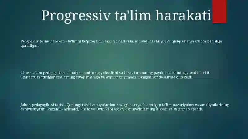 20 Asrdan Jahon Pedagogika Fanining Rivojlanish Tarixi 2