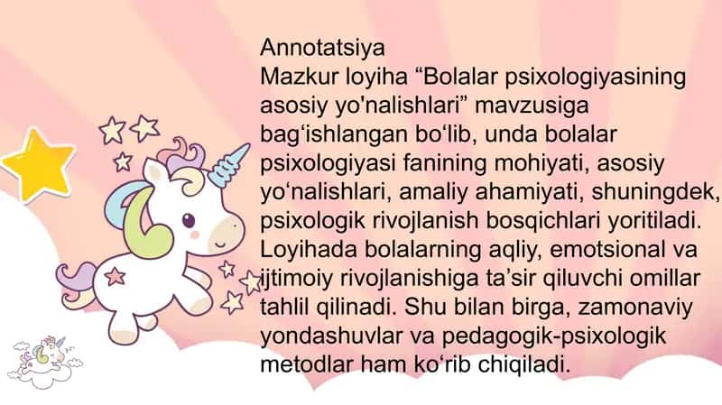 Bolalar psixologiyasining asosiy yo'nalishlari 2