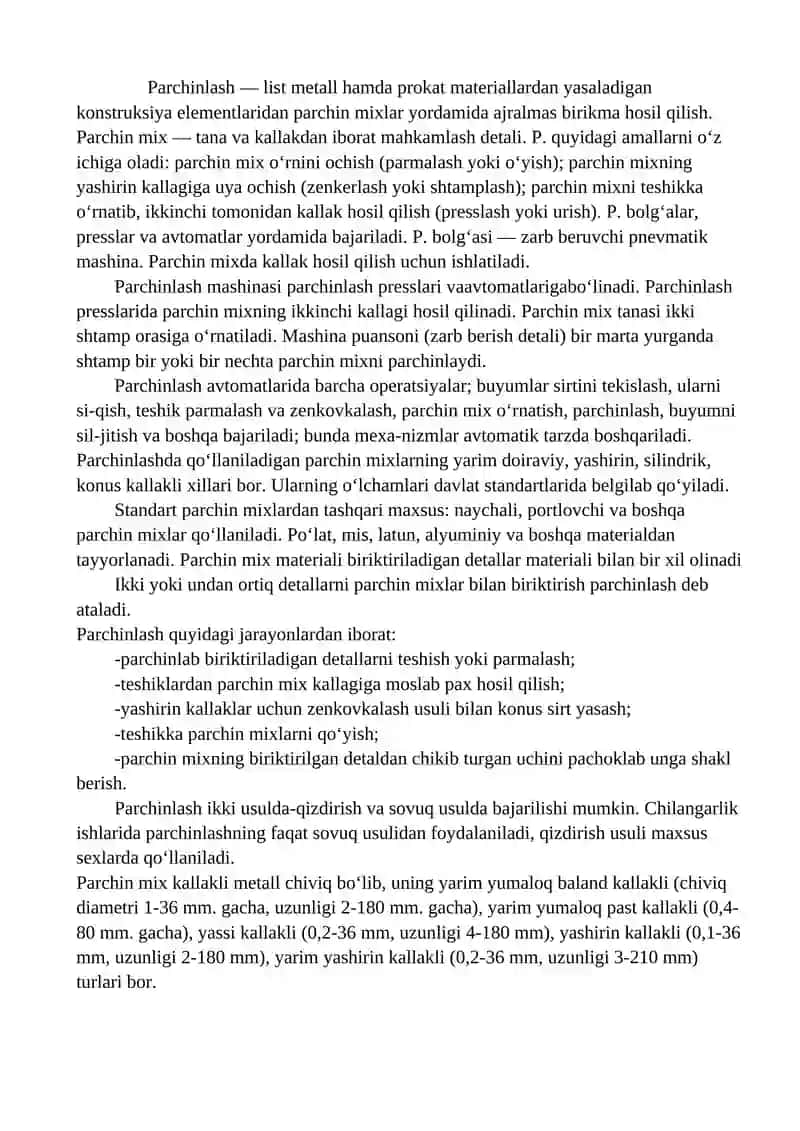 Parchinlash to’g’risida tushuncha 2