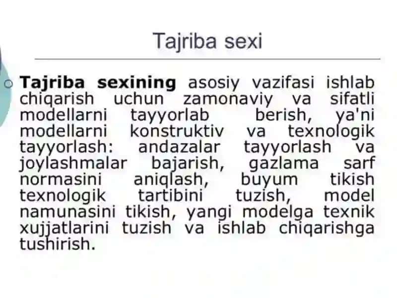 Tajriba sexining zamonaviy texnika va texnologiyalari 2