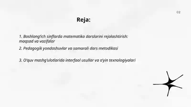 Boshlangʻich sinfda matematika oʻqitish metodikasi fani 2