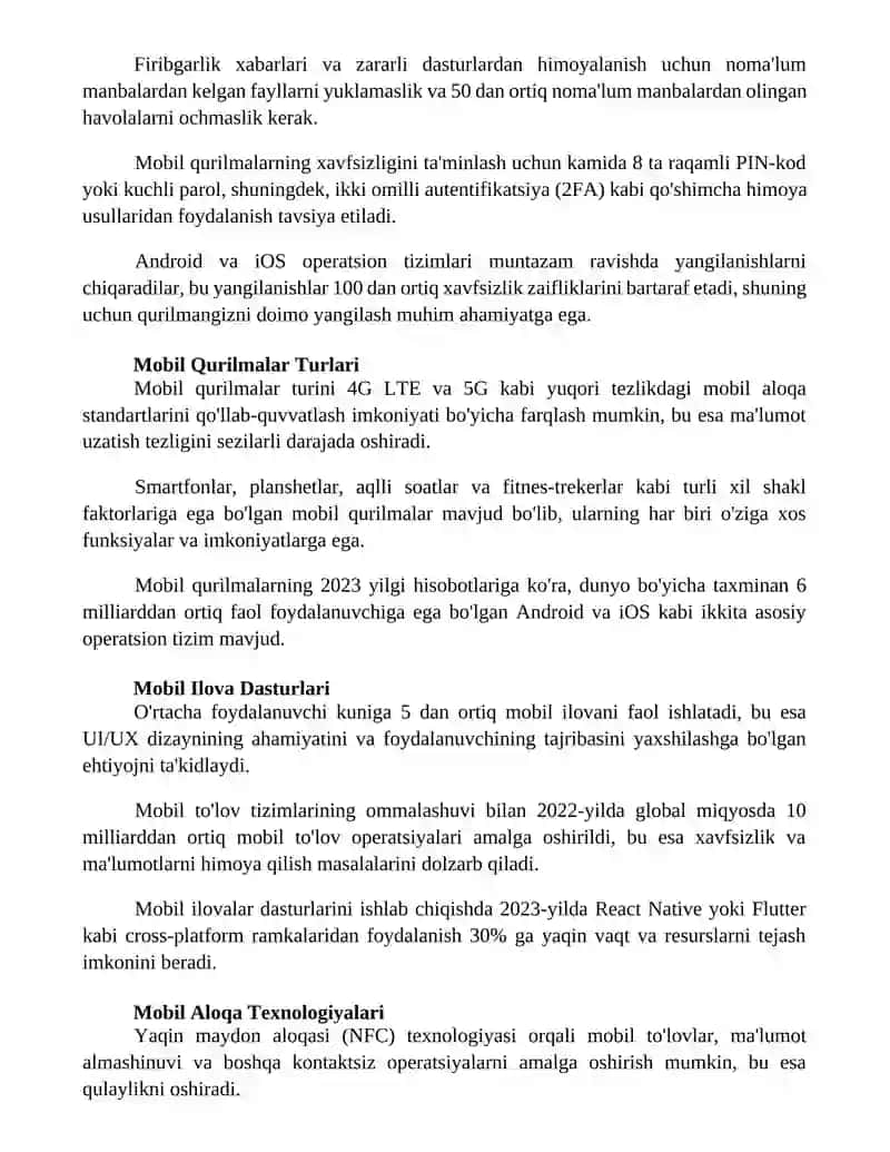 Mobil Texnologiyalar 2