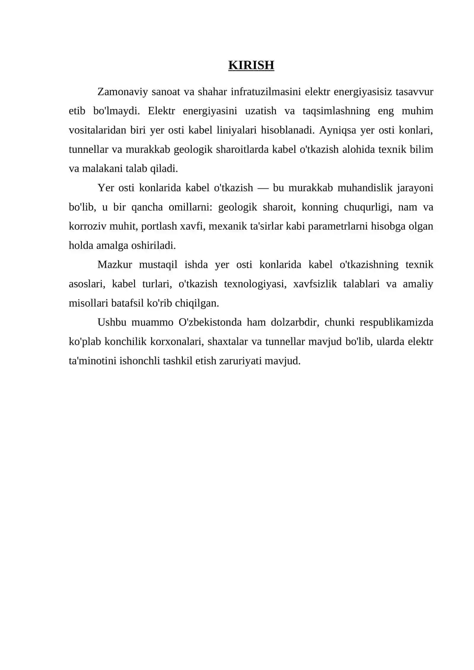 YER OSTI KONLARDA KABELLARNI O'TKAZISH 2