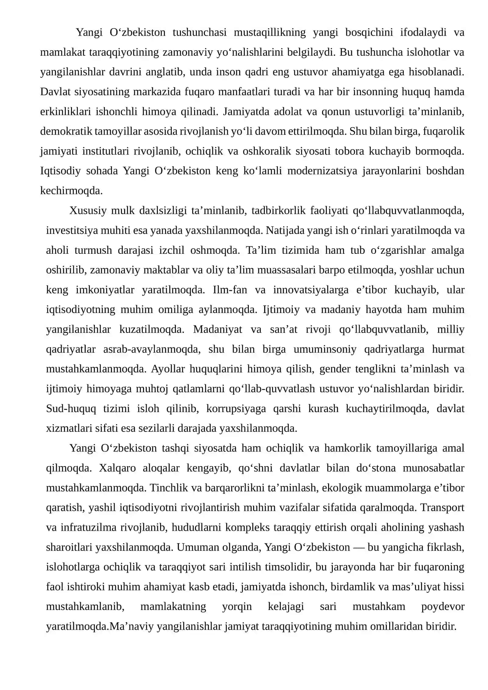 Yangi O‘zbekistonda amalga oshirilayotgan ma’naviy o‘zgarishlar. 2