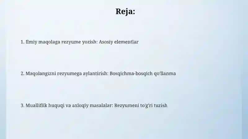 Ilmiy maqolaga rezyume tuzish 2