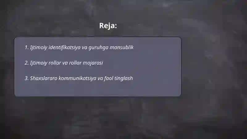 Satsial va shaxslararo munosabatlar 2