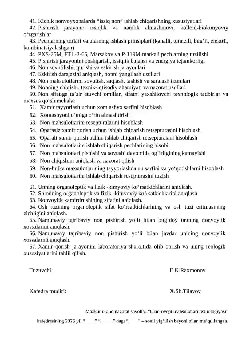 Oziq-ovqat texnologiyasi 2