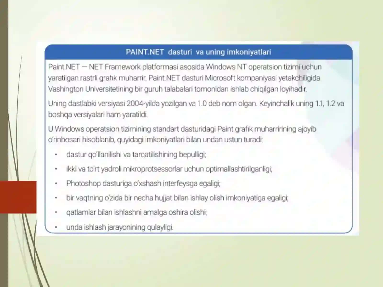 KOMPYUTER GRAFIKASI DASTURLARI BILAN ISHLASH 2