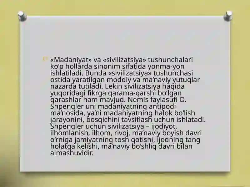 Ma’daniyat va Sivilizatsiya Tushunchalari 2