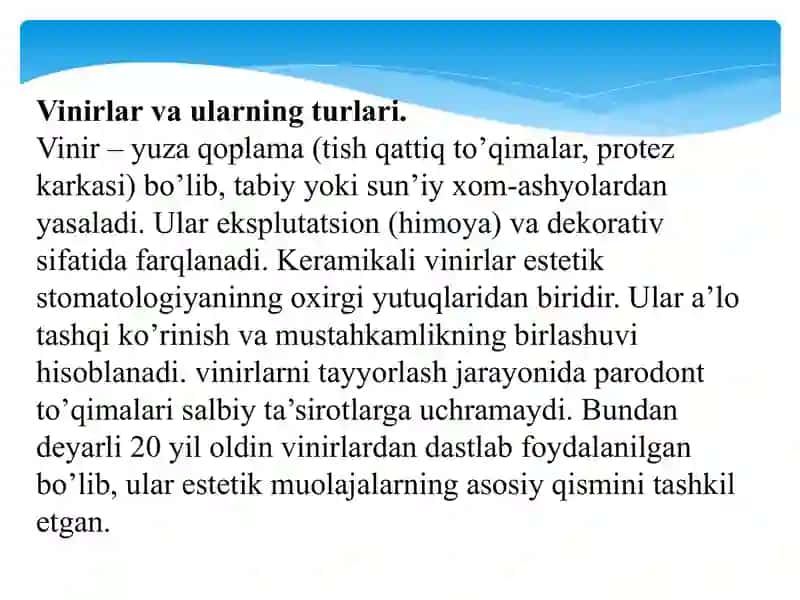 Nokariyes kasalliklarini vinerlar yordamida davolash. 2
