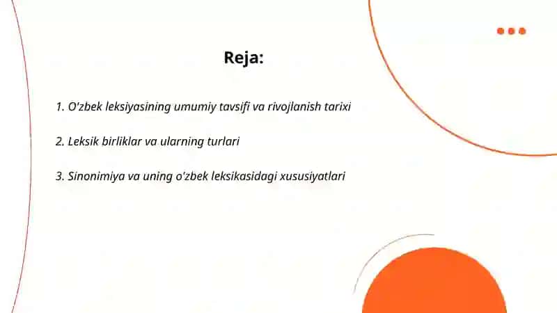 O'zbek leksiyasi va leksikografiyasi 2