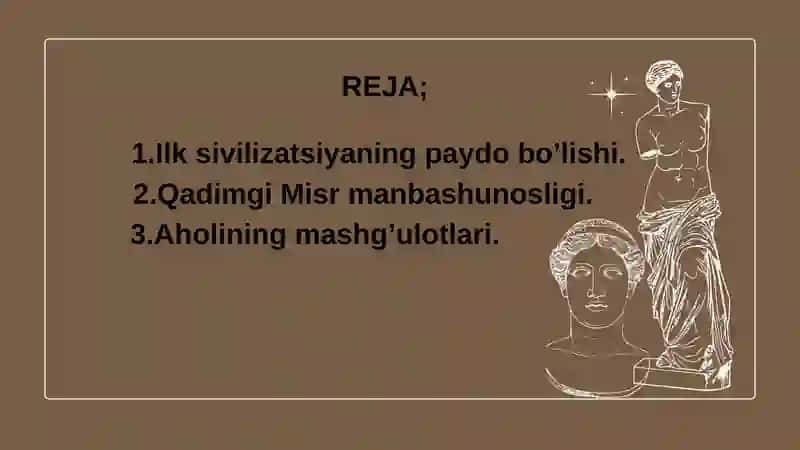 QADIMGI MISRDA ILK SHAHARLAR VA DAVLATLAR PAYDO BO’LISHI 2