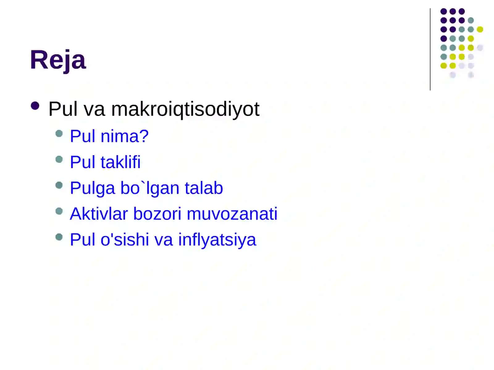 Aktivlar bozori, pul va narxlar 2
