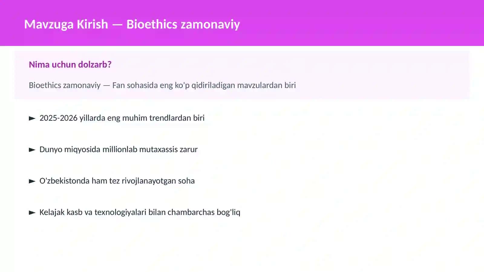 Bioethics zamonaviy 2