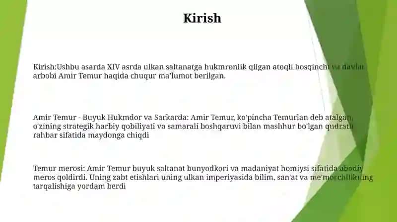 Amir Temur - Buyuk Davlat Arbobi Va Sarkarda Yuldasheva 2